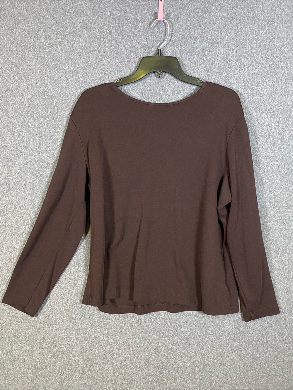 croft & barrow Brown Long-Sleeve Crew Neck Top